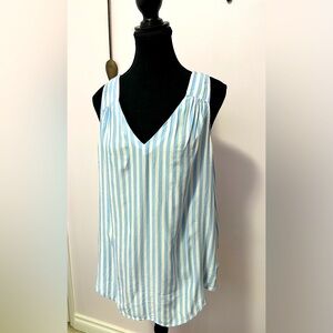 Blue and White Striped Women's Top